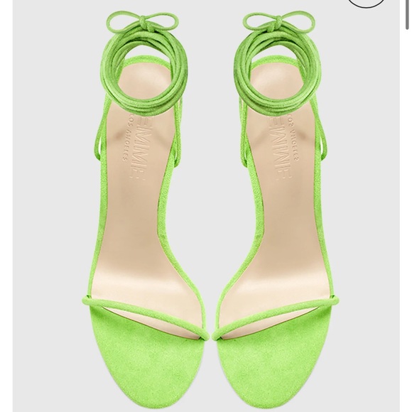 Femme LA Barely There Lace Up Heel in Lime - Picture 2 of 10